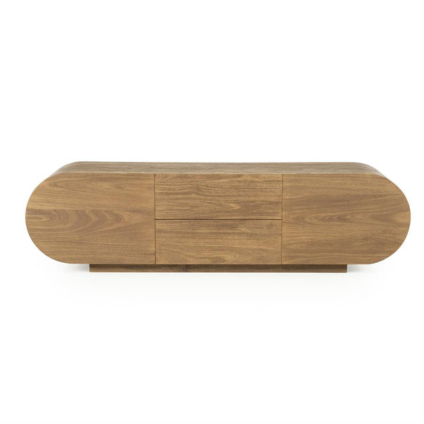 TV meubel King Eleonora ronde vormen  160x40x43 cm - Geborsteld mangohout