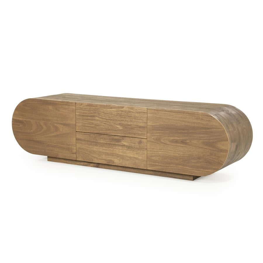 TV meubel King Eleonora ronde vormen  160x40x43 cm - Geborsteld mangohout