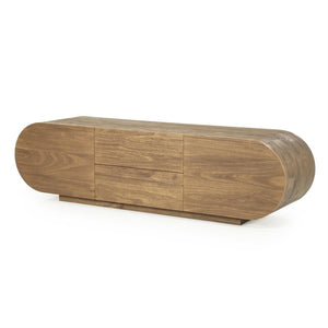 TV meubel King Eleonora ronde vormen  160x40x43 cm - Geborsteld mangohout