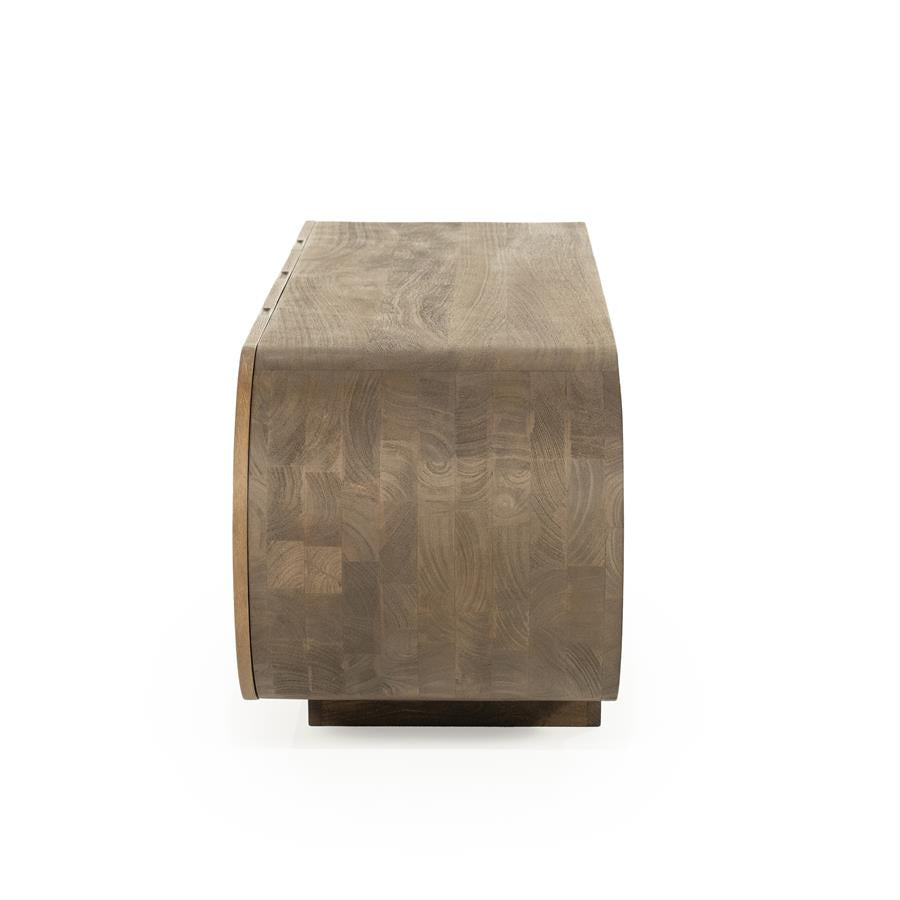 TV meubel King Eleonora ronde vormen  160x40x43 cm - Geborsteld mangohout