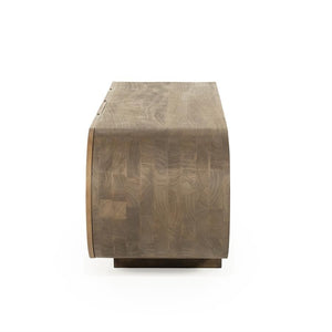 TV meubel King Eleonora ronde vormen  160x40x43 cm - Geborsteld mangohout