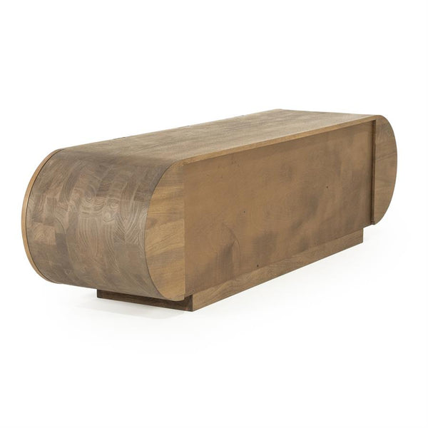 TV meubel King Eleonora ronde vormen  160x40x43 cm - Geborsteld mangohout