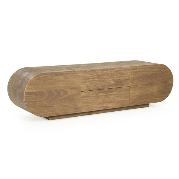 TV meubel King Eleonora ronde vormen  160x40x43 cm - Geborsteld mangohout