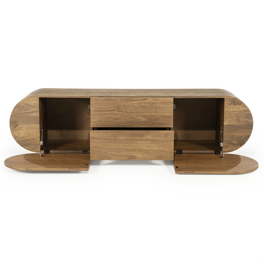 TV meubel King Eleonora ronde vormen 160x40x43 cm - Geborsteld mangohout, foto 6