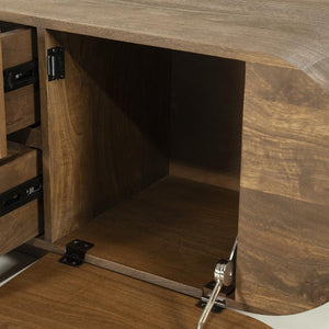 TV meubel King Eleonora ronde vormen  160x40x43 cm - Geborsteld mangohout