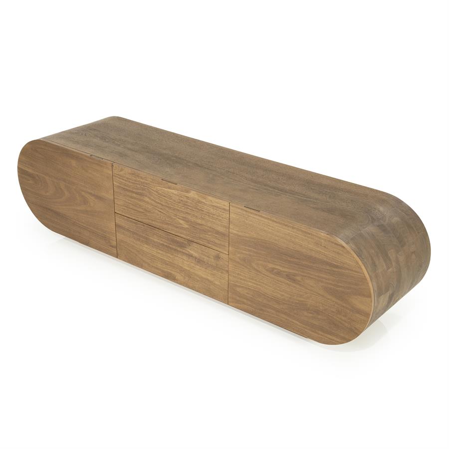 TV meubel King Eleonora ronde vormen 160x40x43 cm - Geborsteld mangohout, foto 14