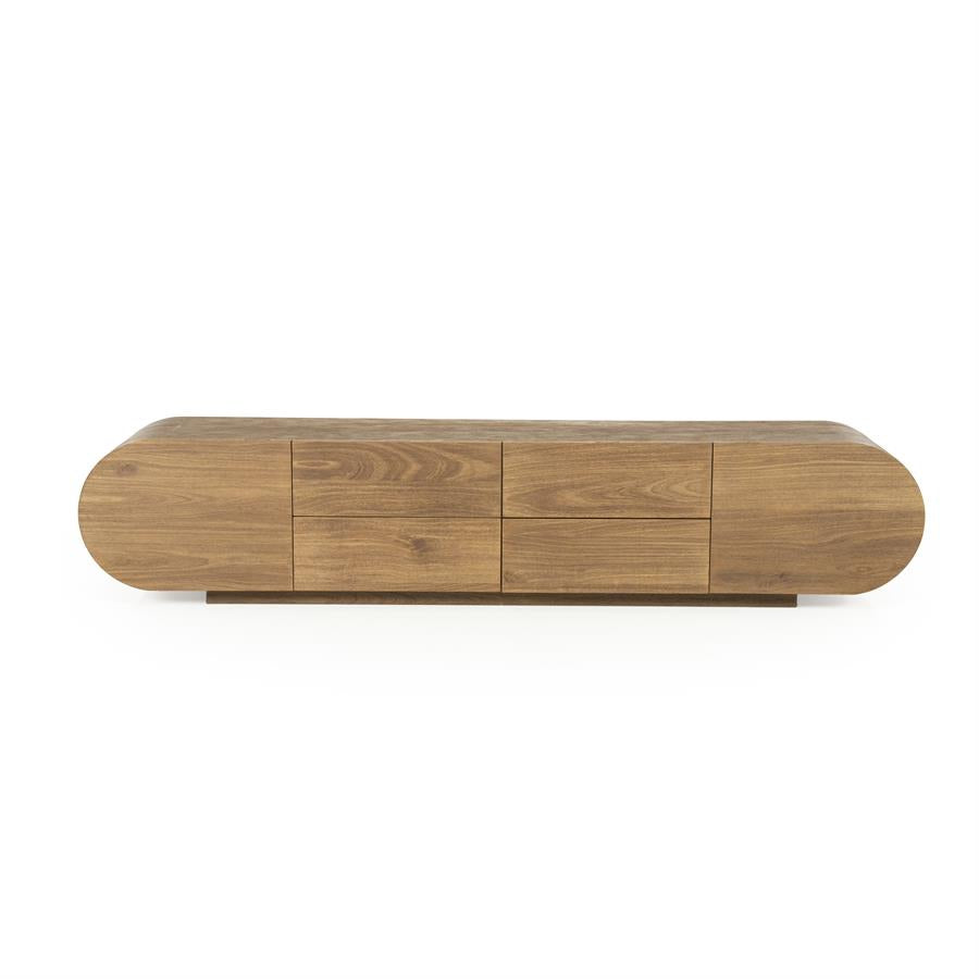 TV meubel King Eleonora ronde vormen 210x40x43 cm - Geborsteld mangohout
