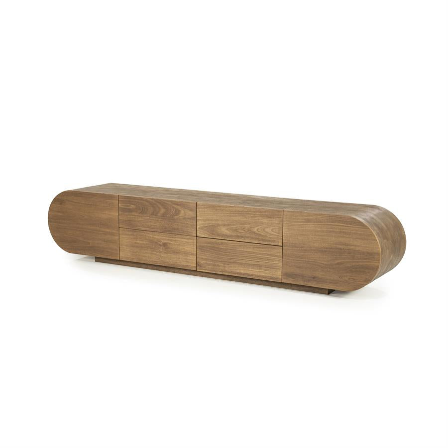 TV meubel King Eleonora ronde vormen 210x40x43 cm - Geborsteld mangohout