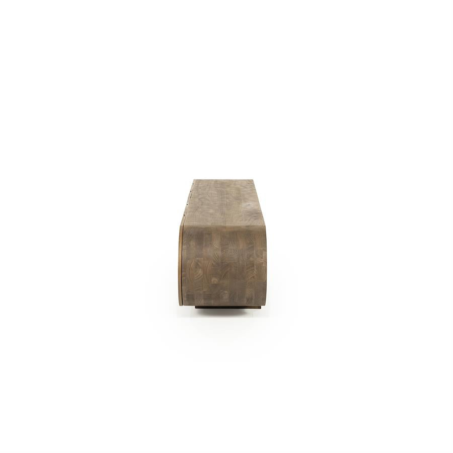 TV meubel King Eleonora ronde vormen 210x40x43 cm - Geborsteld mangohout