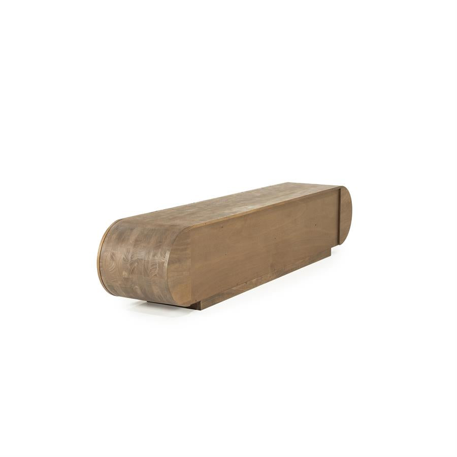TV meubel King Eleonora ronde vormen 210x40x43 cm - Geborsteld mangohout