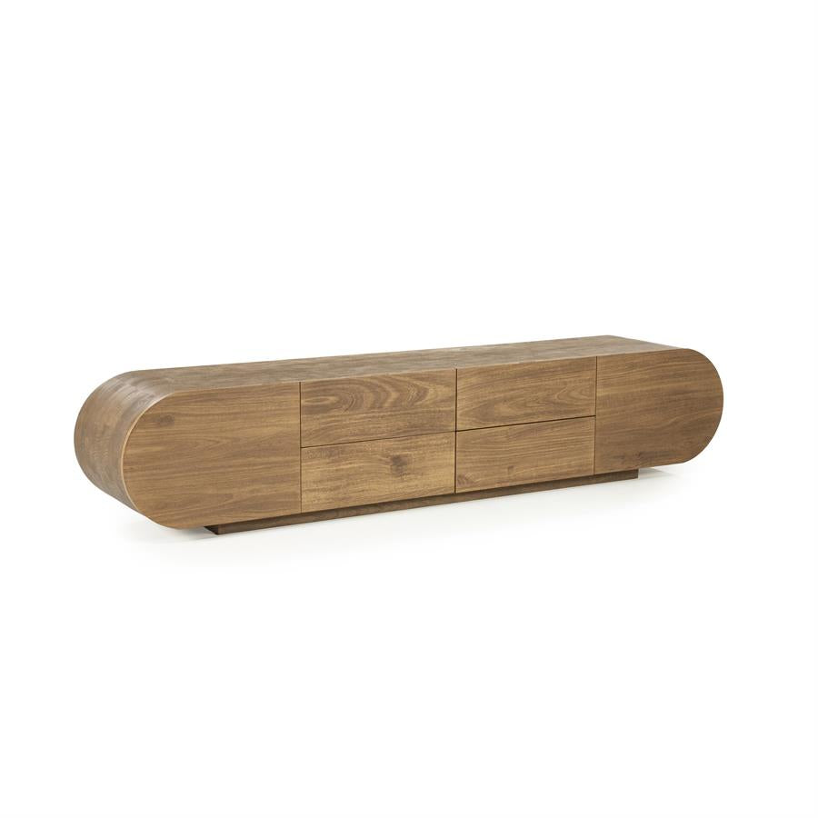 TV meubel King Eleonora ronde vormen 210x40x43 cm - Geborsteld mangohout