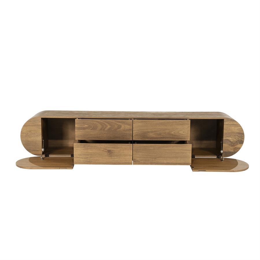 TV meubel King Eleonora ronde vormen 210x40x43 cm - Geborsteld mangohout