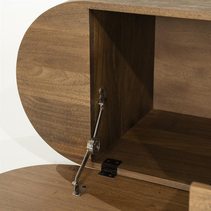 TV meubel King Eleonora ronde vormen 210x40x43 cm - Geborsteld mangohout