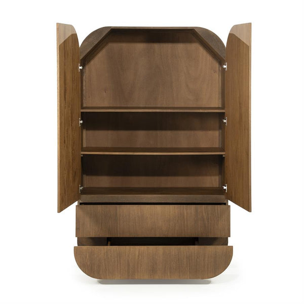 Wandkast / kabinet King Eleonora ronde vormen - Geborsteld mangohout