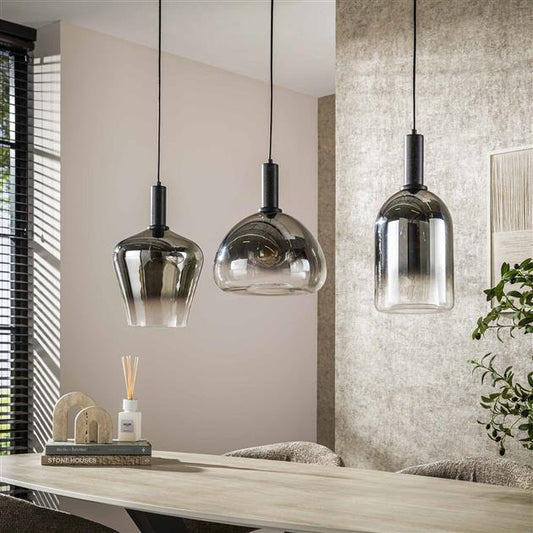 Hanglamp 3L mix grey shaded / Artic zwart