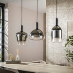 Hanglamp 3L mix grey shaded / Artic zwart