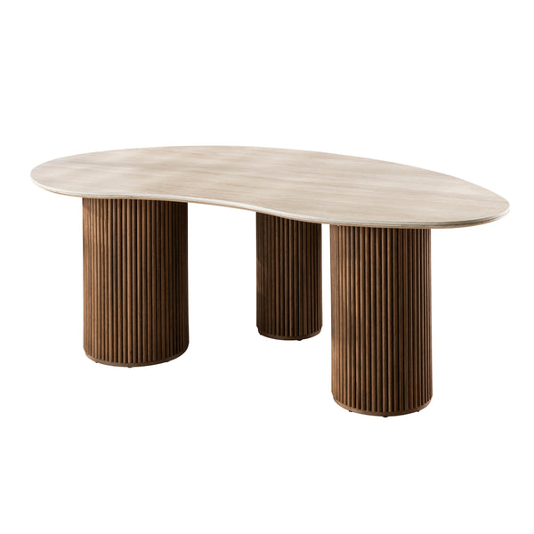 Eettafel Romano niervormig 215x122 cm / 3D keramiek travertin