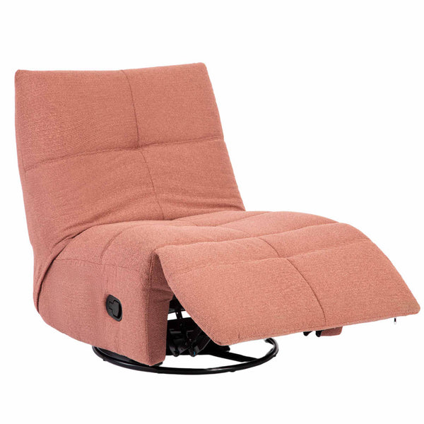Relaxfauteuil Izzy handmatig & draaibaar met unieke schommelstand - Roze stof
