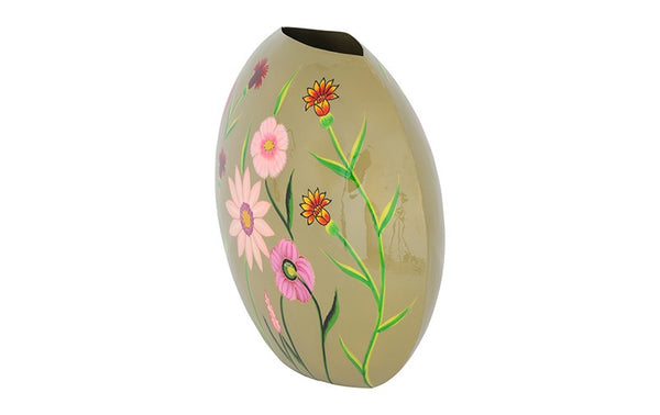 Ovale bloemenvaas Camina groen/roze - 50 cm hoog