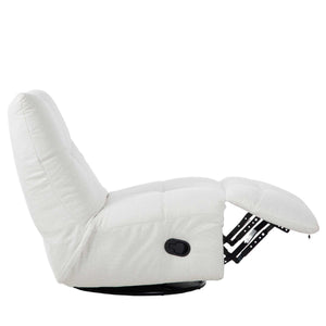 Relaxfauteuil Izzy handmatig & draaibaar met unieke schommelstand - Witte stof (Off white)