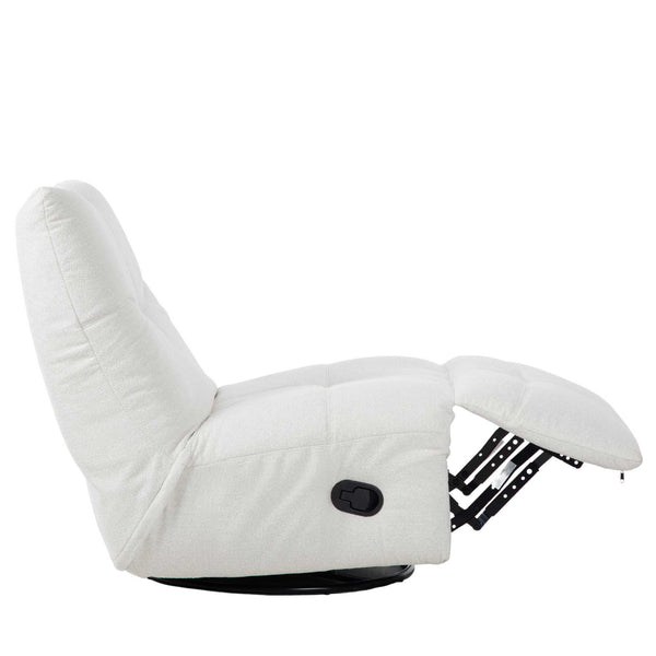 Relaxfauteuil Izzy handmatig & draaibaar met unieke schommelstand - Witte stof (Off white)