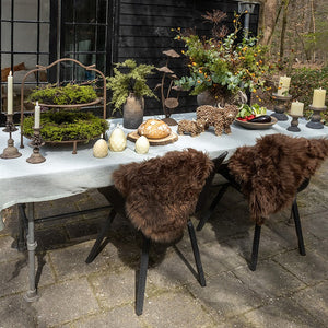 2 stuks LED Dinerkaars rustiek crème - 15 cm hoog + afstandsbediening (Countryfield)