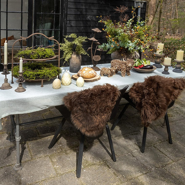 2 stuks LED Dinerkaars rustiek crème - 15 cm hoog + afstandsbediening (Countryfield)