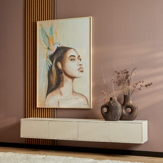 Zwevend tv meubel Mangohout zandkleur 200 cm (Magazijn sale)