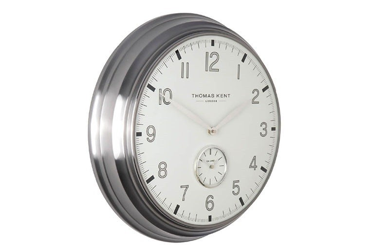 Thomas Kent wandklok "Timekeeper" No.8 rond Wit/Zilver - Ø71 CM