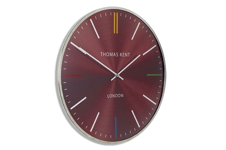 Thomas Kent wandklok "Oyster" rond Rood/zilver large  - Ø65 CM