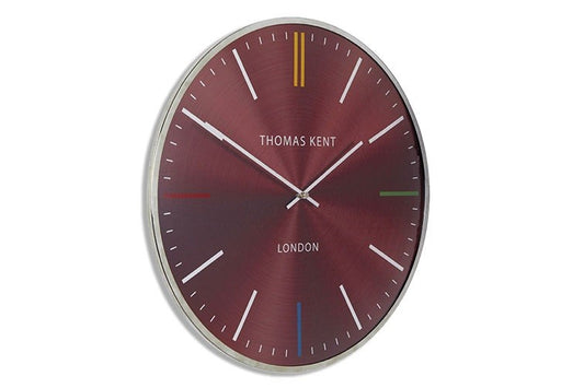 Thomas Kent wandklok "Oyster" rond Rood/zilver large  - Ø65 CM