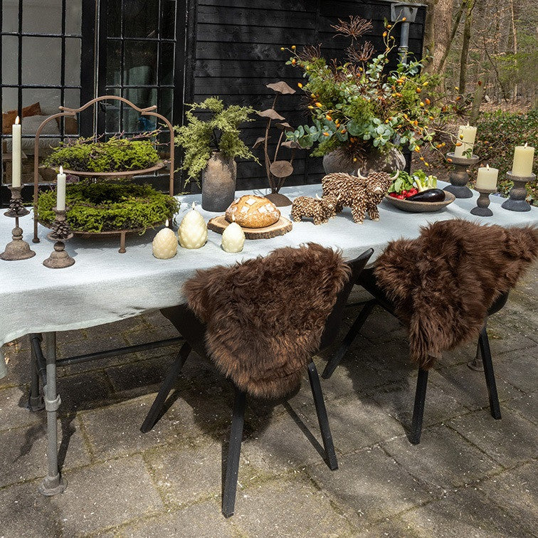 2 stuks LED Dinerkaars rustiek crème - 24 cm hoog + afstandsbediening (Countryfield)