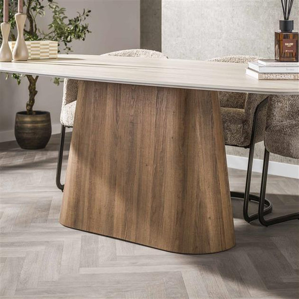 Eettafel Romano Centro deens ovaal 215x105 cm / 3D keramiek travertin