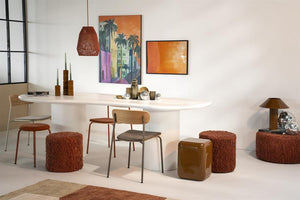 Poef/stoel Dixon By-Boo - Mosterd 34x34x42 cm