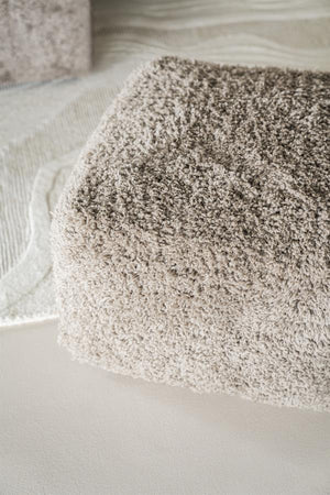 Poef Fez By-Boo vierkant - Taupe stof 	60x60x35 cm