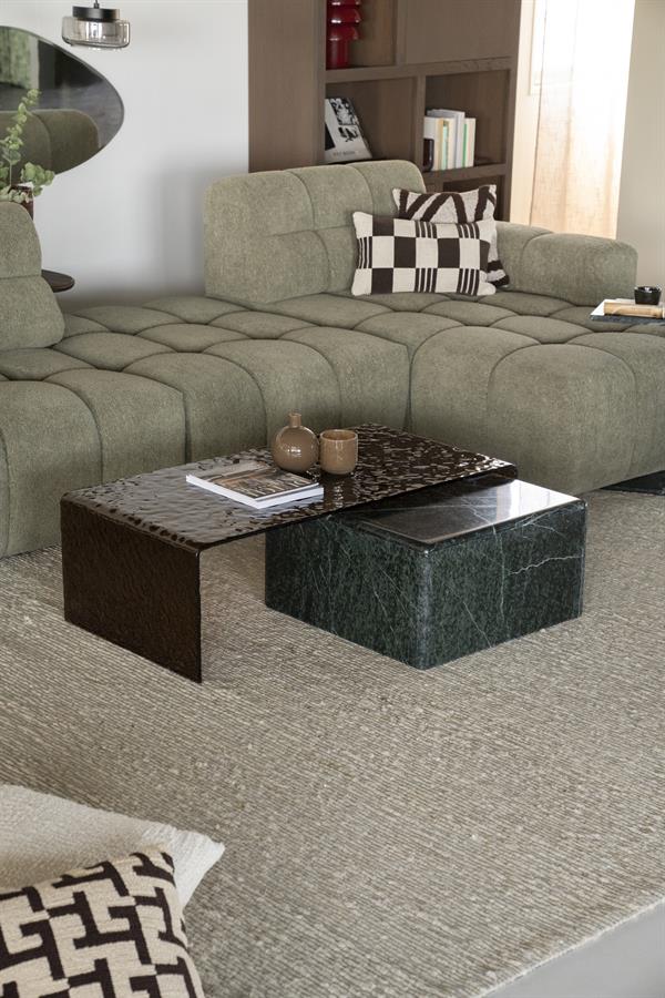 Salontafel Ripple By-Boo bruin glas - 110x55 cm