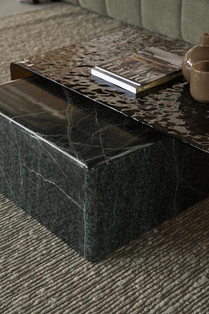 Salontafel Ripple By-Boo bruin glas - 110x55 cm