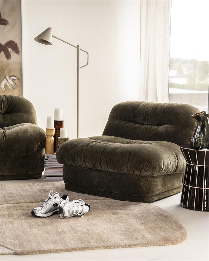 Retro fauteuil Nook By-Boo  - Groene stof