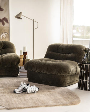 Retro fauteuil Nook By-Boo  - Groene stof