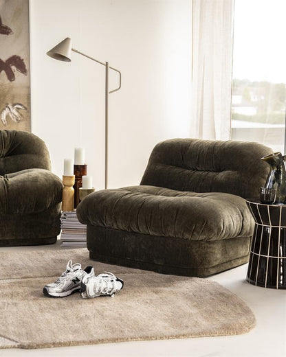 Retro fauteuil Nook By-Boo  - Groene stof
