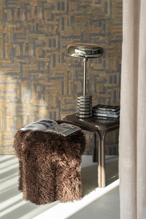 Poef/stoel Doodly By-Boo  - Donker bruine doodle stof