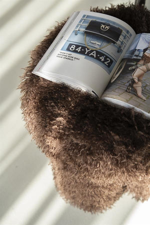 Poef/stoel Doodly By-Boo  - Donker bruine doodle stof