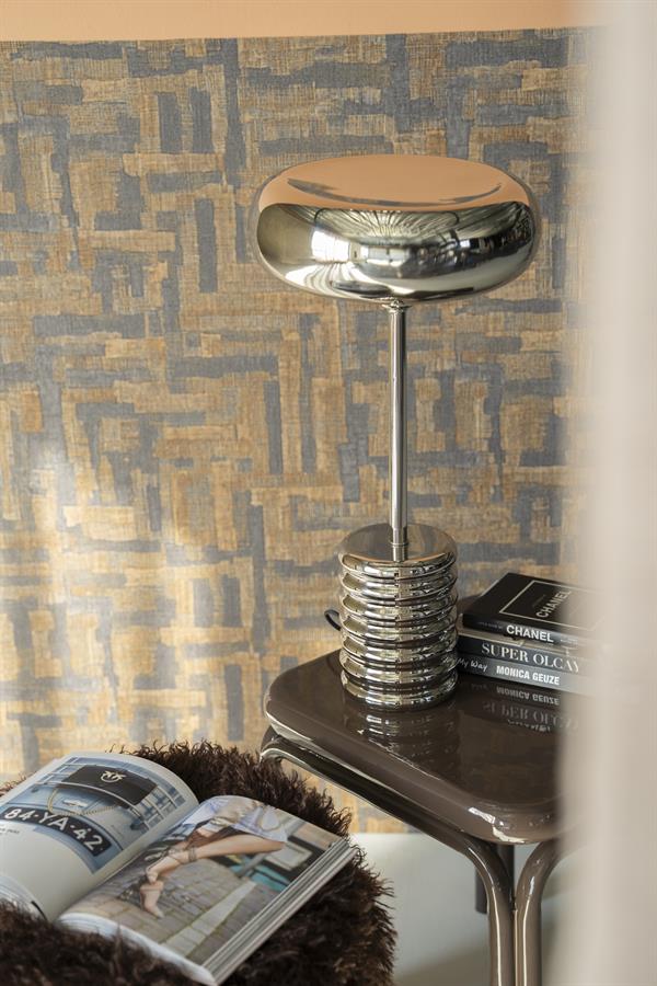 Poef/stoel Doodly By-Boo  - Donker bruine doodle stof