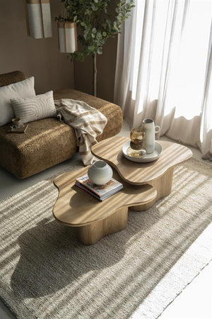 Salontafel set Fall organisch By-Boo 2 delig - Naturel mangohout