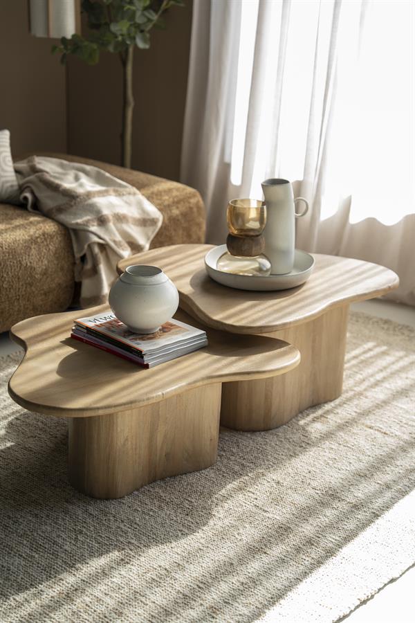 Salontafel set Fall organisch By-Boo 2 delig - Naturel mangohout