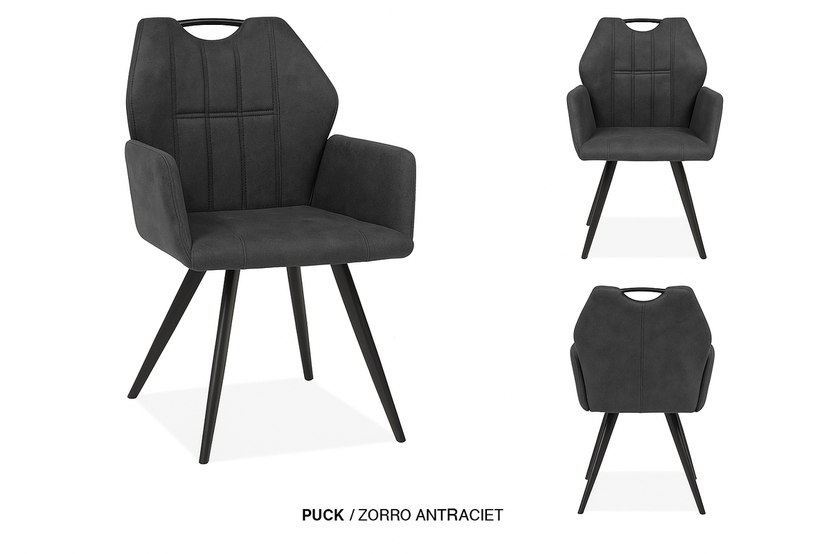 Eetkamerstoel Puck met armleuning op poten - Leverbaar in 6 kleuren