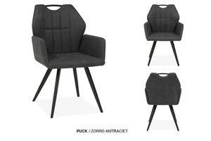 Eetkamerstoel Puck met armleuning op poten - Leverbaar in 6 kleuren