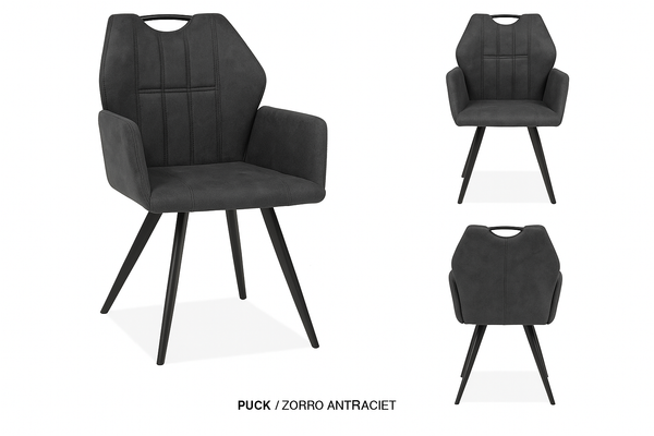 Eetkamerstoel Puck met armleuning op poten - Leverbaar in 6 kleuren