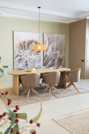 Stoel Connor Eleonora naturel houten poot met draaifunctie - Bruin Donna