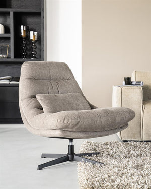 Fauteuil draaibaar ''Cooper'' Eleonora met kussen  zonder armleuning - Beige Houston stof
